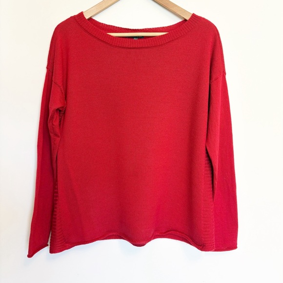 Eileen Fisher Sweaters - Eileen Fisher 100% Marino Wool Quiet Luxury Red Knit Sweater Top size small